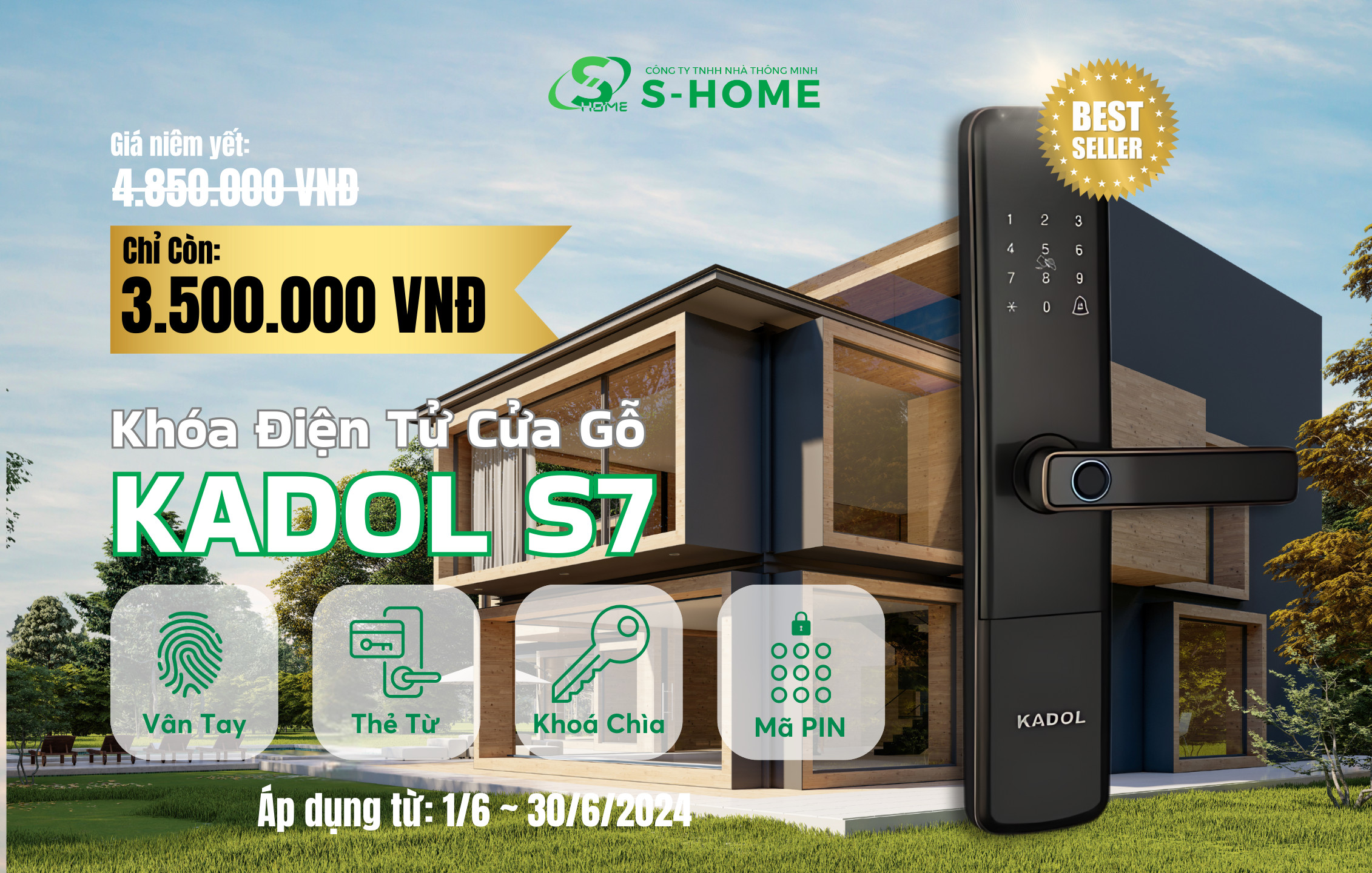 Chương trình khuyến mãi đón hè - Khoá điện tử vân tay Kadol S7